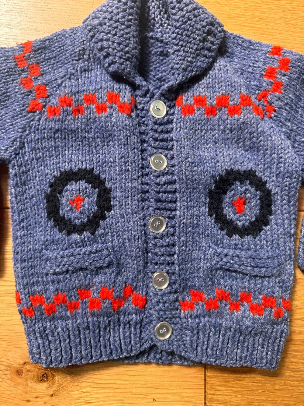Hand knit 18-24 month Navy Knit Button Cardigan - Picture 2 of 10